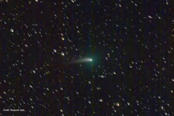 An image of the Comet C/2022 E3 (ZTF) taken by astrophotographer Hisayoshi Sato as seen in a still image from a NASA video. (Image credit: Hisayoshi Sato via NASA/JPL-Caltech)